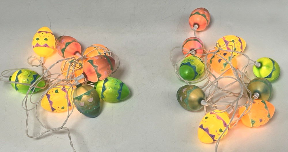 (3) EASTER STRING LIGHTS W/PLASTIC EGG, RABBIT, CARROT COVERS & EXTRAS