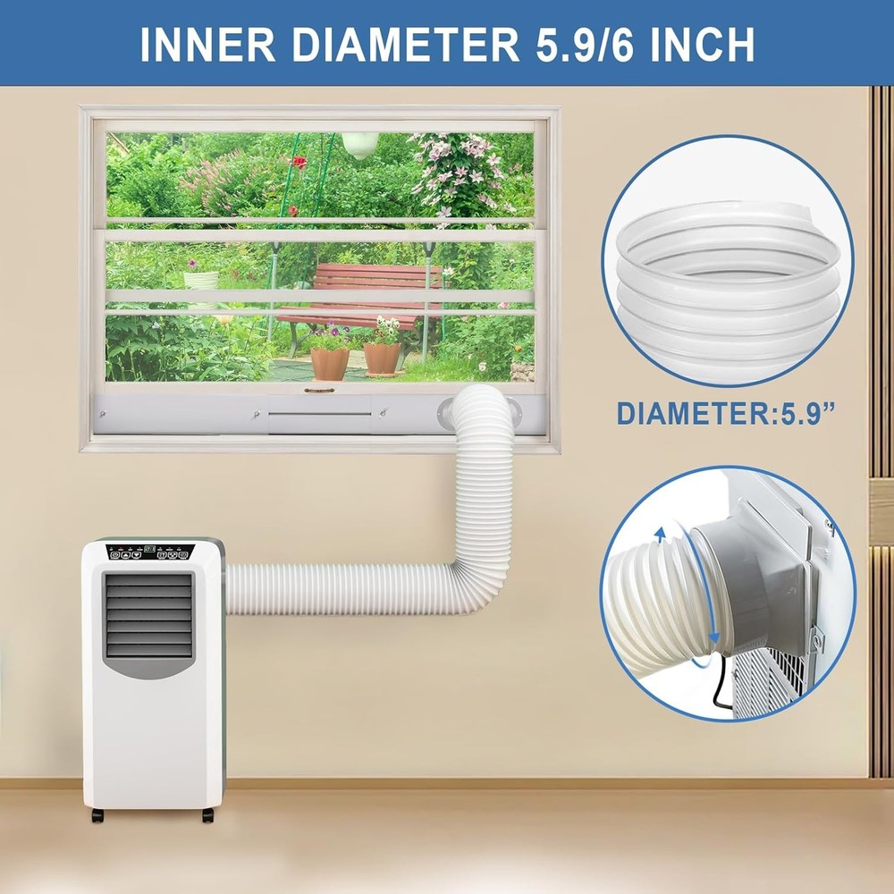 Portable AC Window Vent Kit, Adjustable Vertical/Horizontal Sliding Window Kit