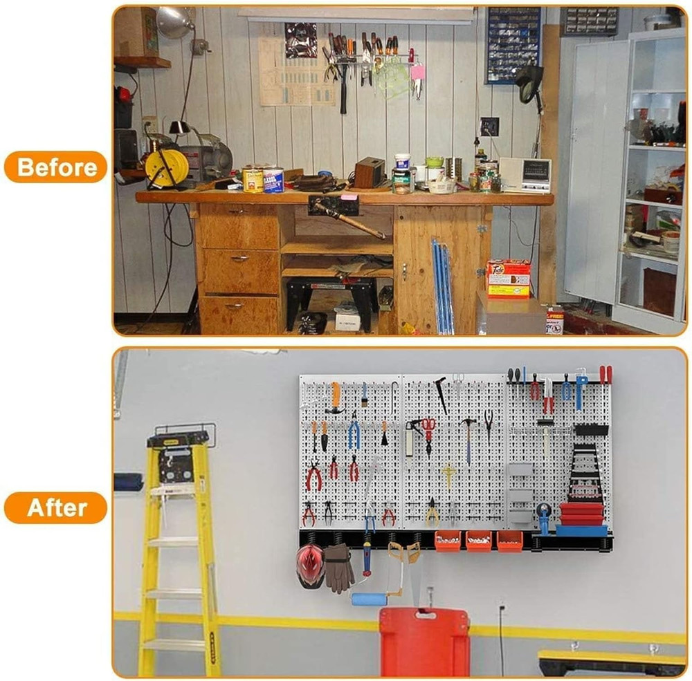 109Pcs Wall Organizer Utility Storage Kit with Toolboard Hooks & Accessories, 4