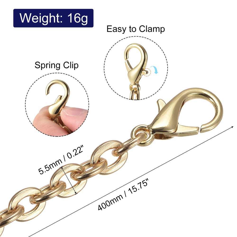 16"x0.22" Purse Chain Strap, Purse Handle Shoulder Replacement Strap, Gold
