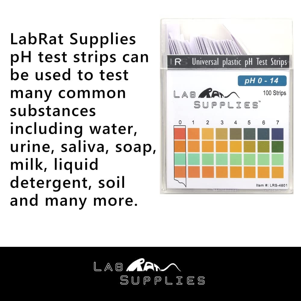 Plastic Ph Test Strips, Universal Application (Ph 0-14), 100 Strips | for Saliva