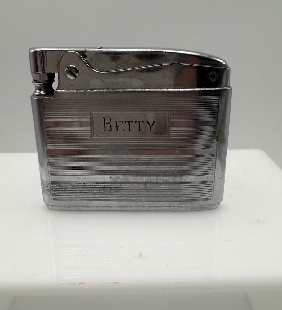 Vintage Ronson ADONIS Silver Tone Lighter  Monogram Betty *Not Tested