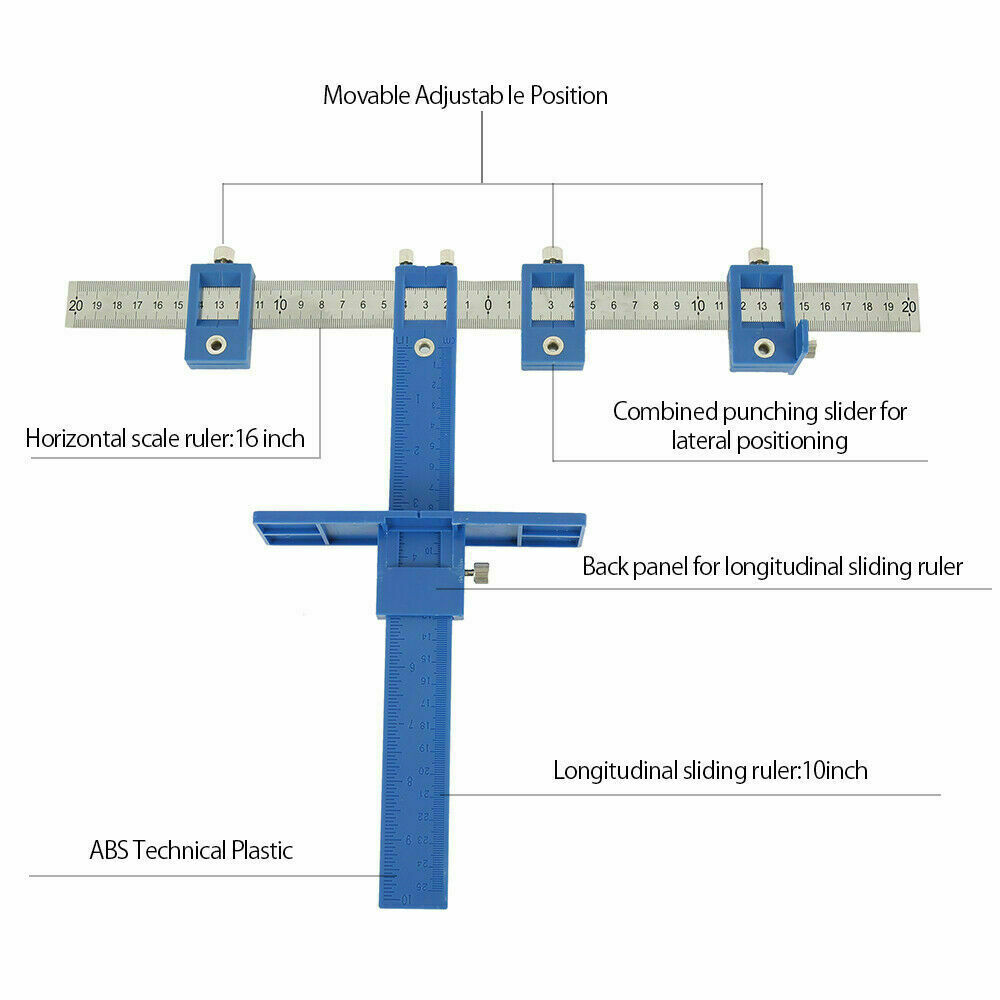 Cabinet Hardware Jig Adjustable Punch Locator Handle Template Tools Drill Guide