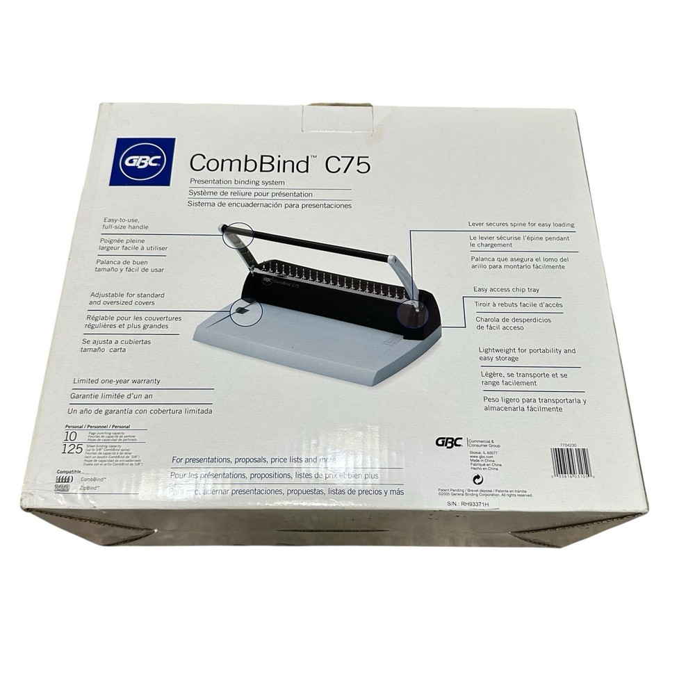 GBC CombBind C75 Binding System Spiral Binder Brand New Opened Box