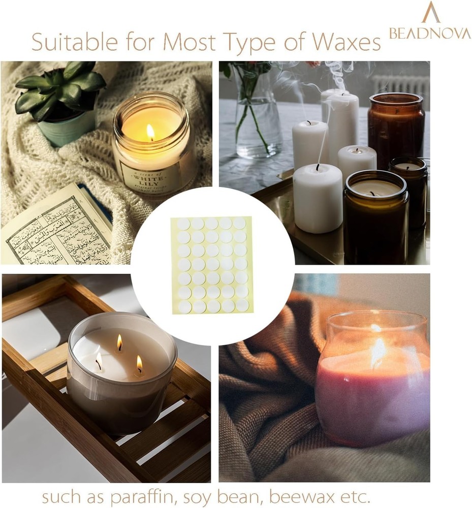 Double Sided Candle Wick Stickers 70pcs for Candle Making DIY, Leaf Pattern, ...