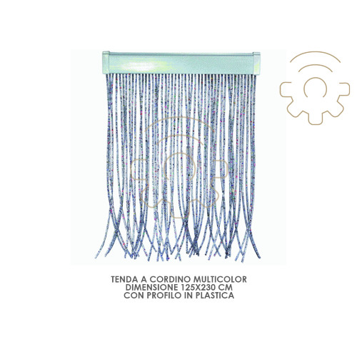 Silver drawstring curtain with plastic profile cm 125 x 230