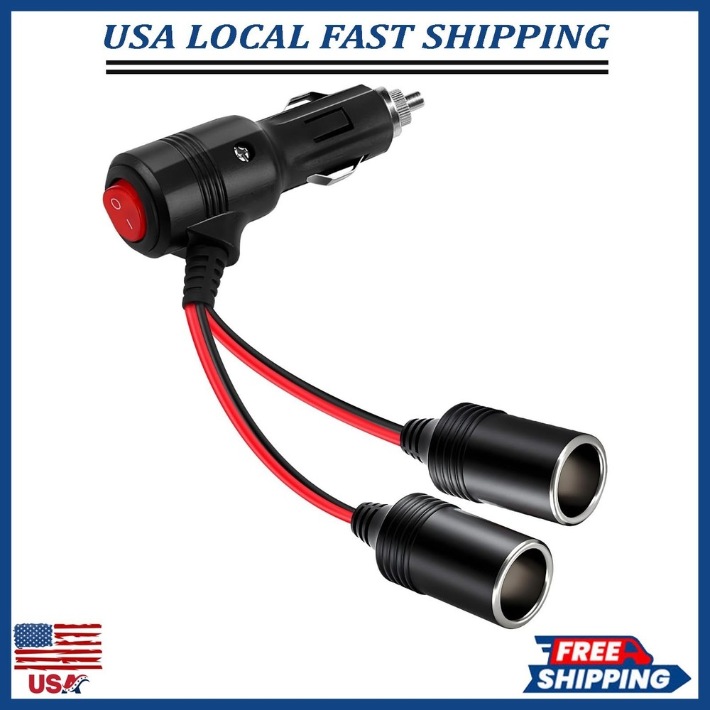 Universal Car Cigarette Lighter Adapter with Switch 2-Socket 12V/24V Splitter