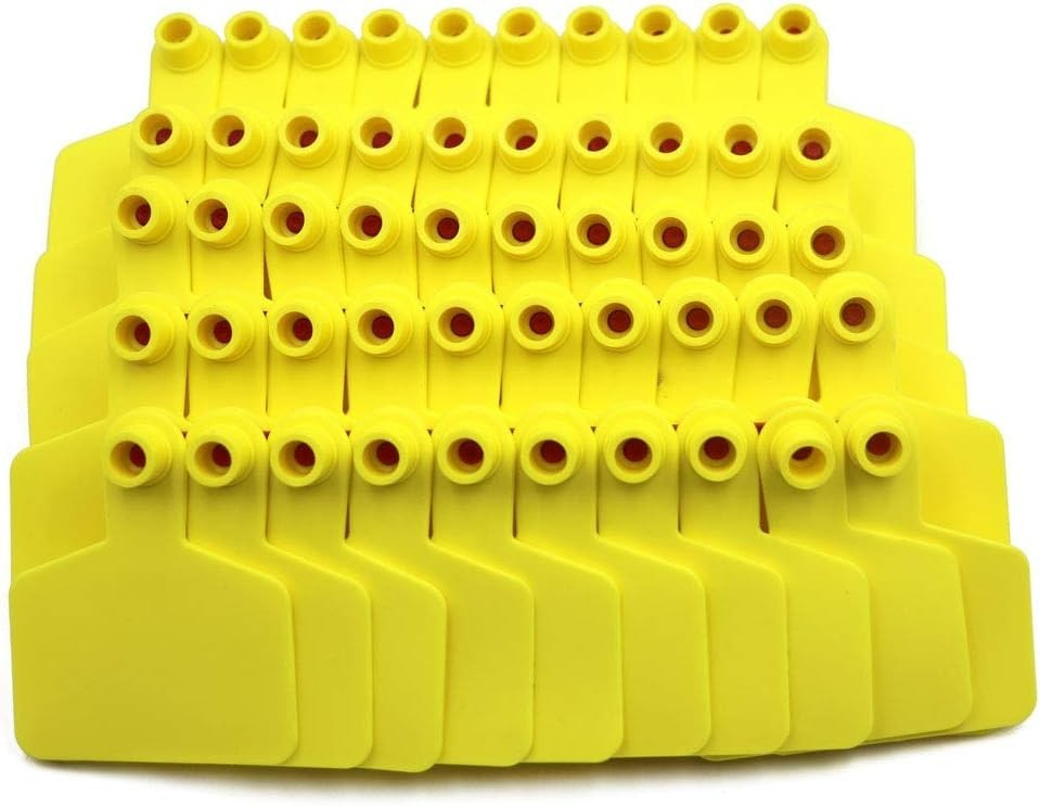 High-Quality Yellow Blank Ear Tags for Cattle, Ideal for Ranchers - 100 Count