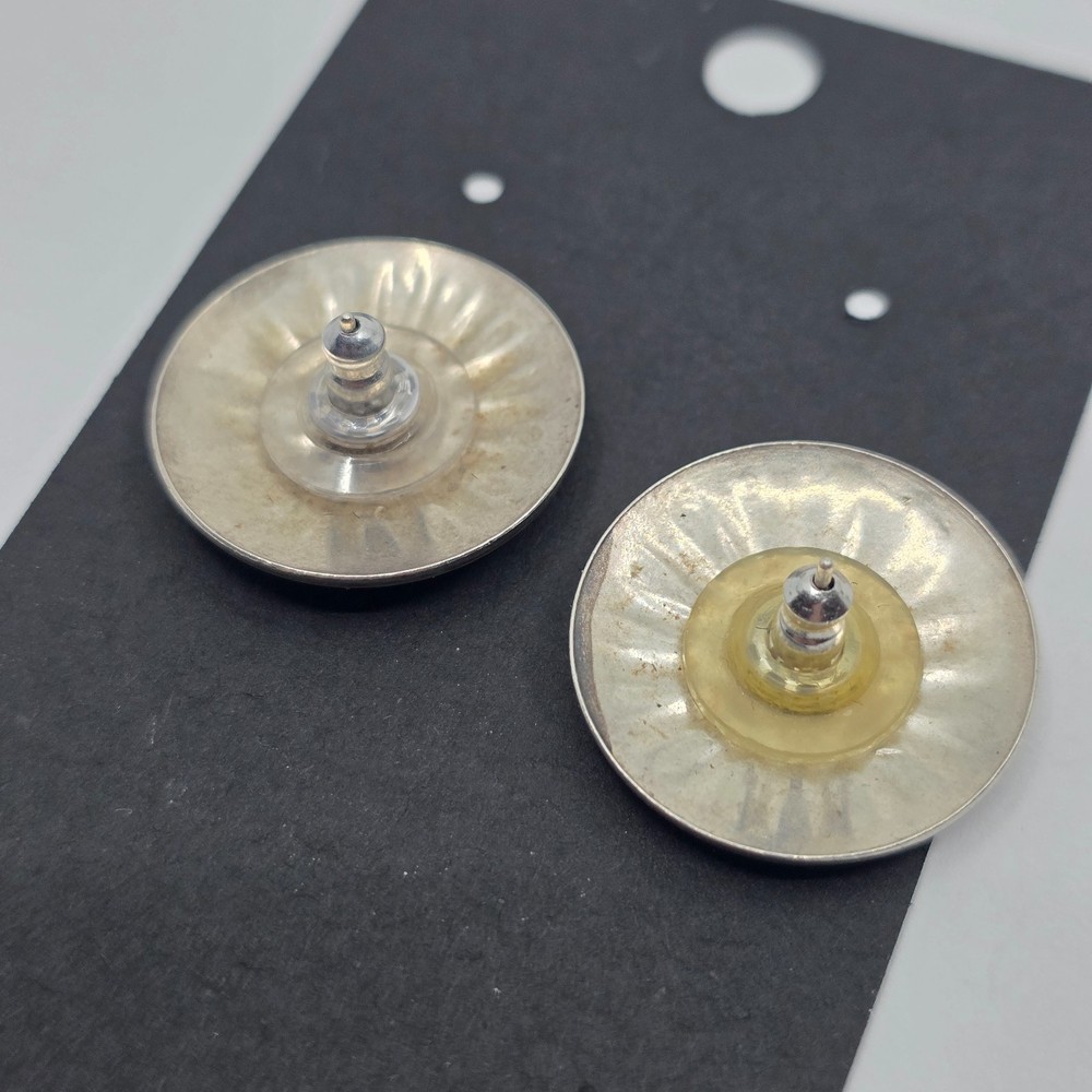 Native American Sterling Silver Sunface Overlay Post Back Earrings