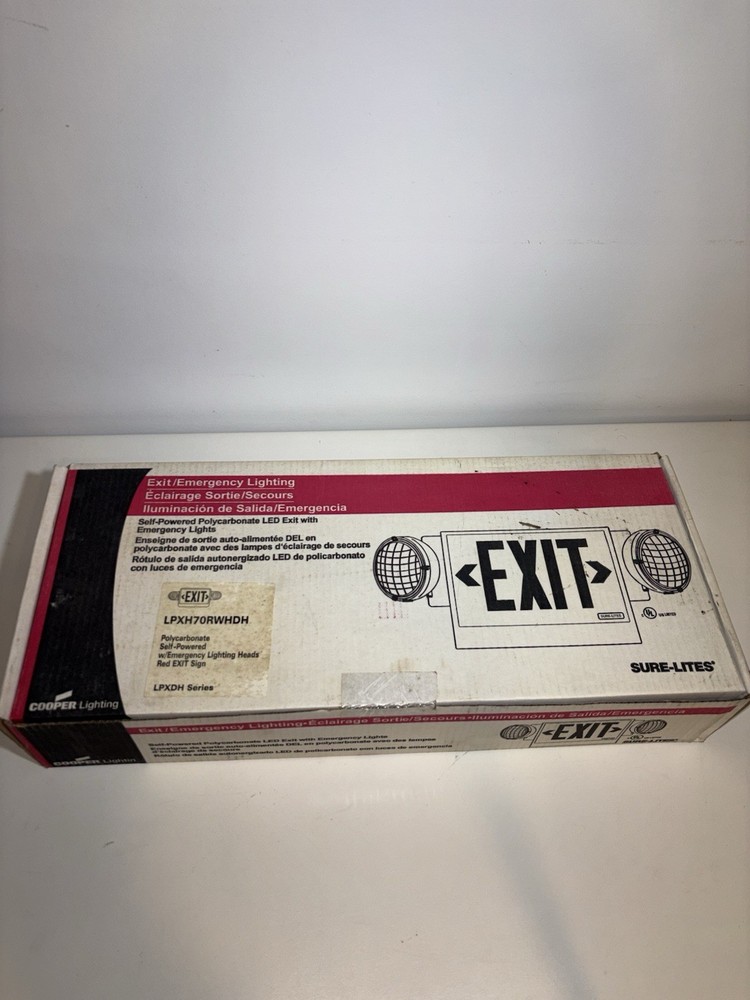Cooper Sure-lites Exit Emergency Light LPX70RWHDH. NEW SEALED