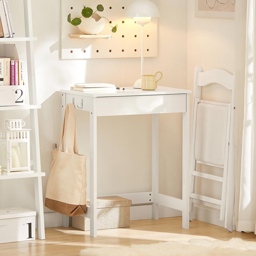 Haotian Small Desk with Drawers, Mini Writing Table, Vanity Table Computer Wo...