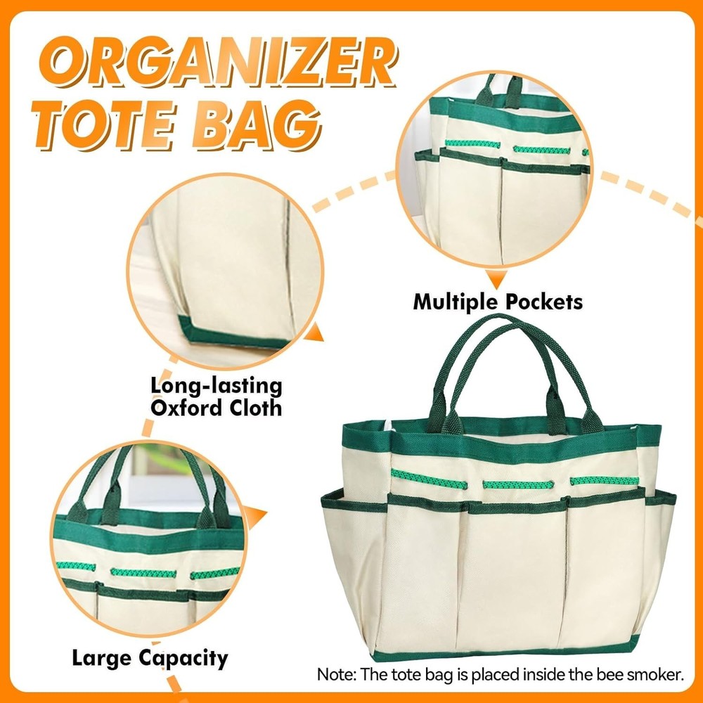 Stainless Steel Beekeeping Tools with Organizer Tote for Easy Access & Storage