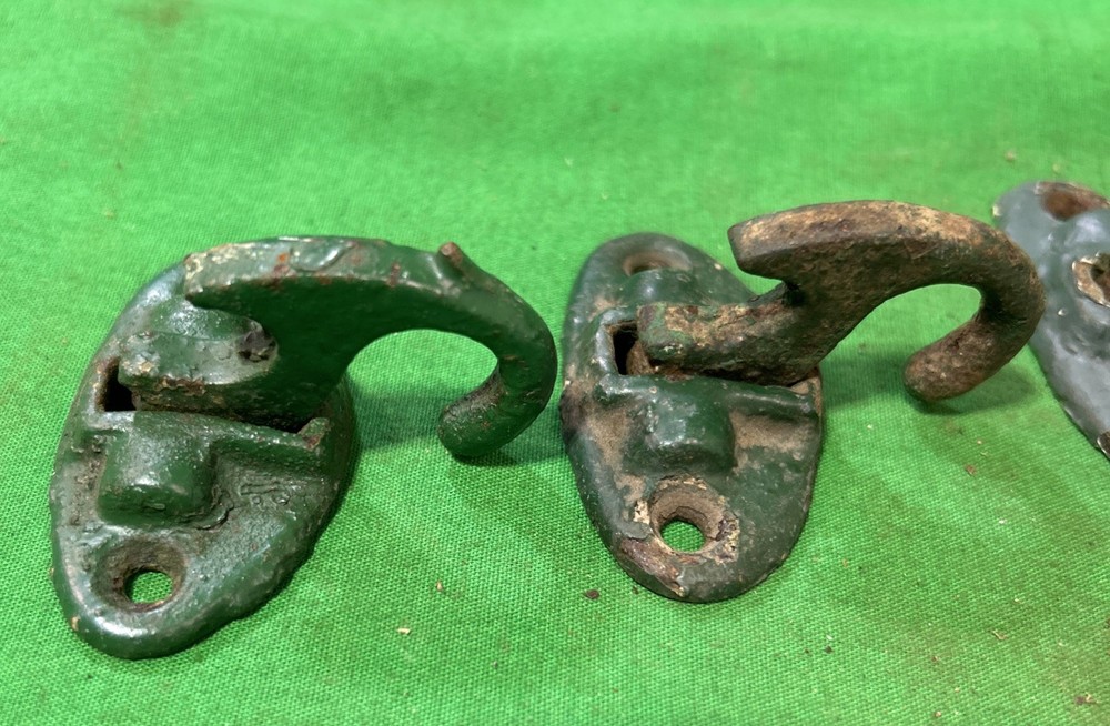 Three Antique Shutter Catches Latch Locks Cast Iron Vintage House Hardware