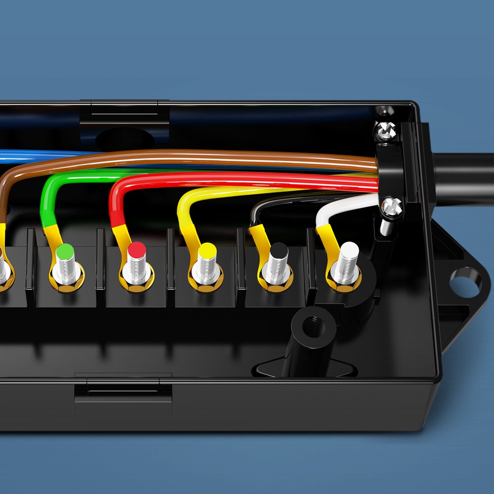 MICTUNING 8FT Trailer Cord with 7-Way Plug Inline Junction Box, Wiring Harness
