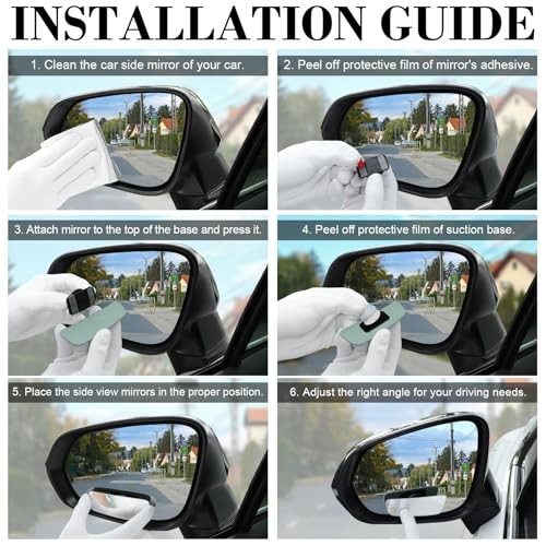 Blind Spot Mirror, Rectangular Shaped HD Glass Adhesive Mount Long Rectangular
