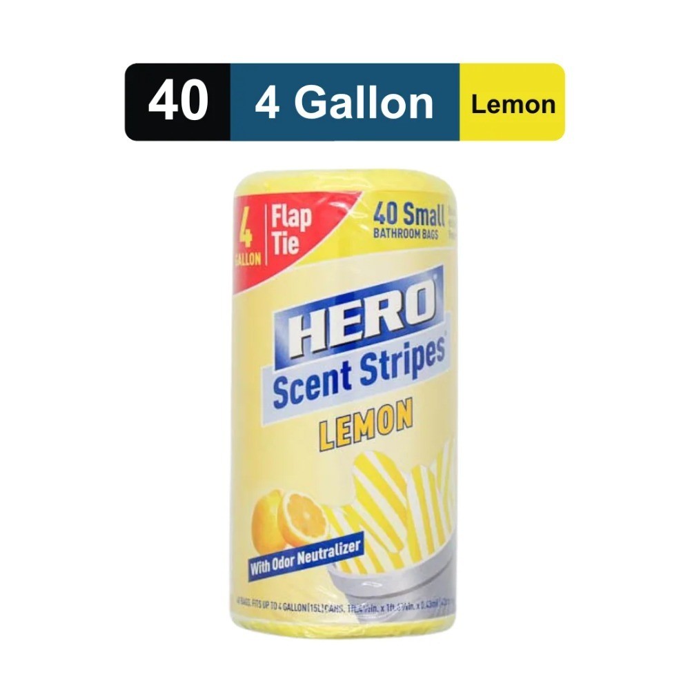 Lemon Scented Small Drawstring Trash Bags 4 Gallon 40 Count 8 Pack