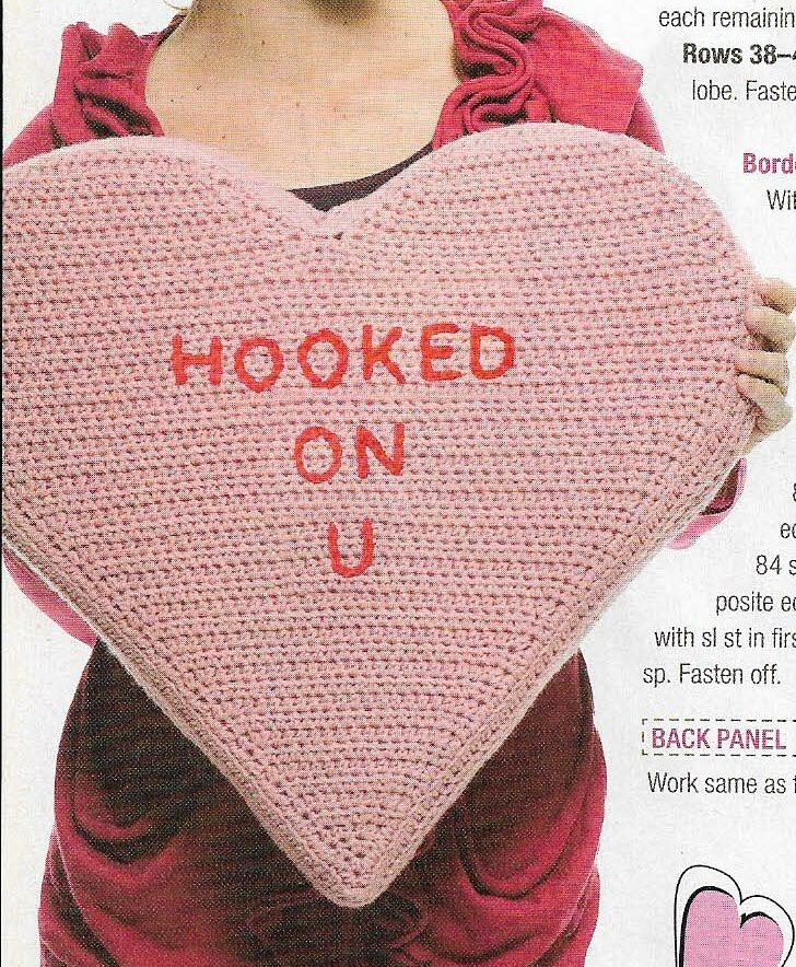 CONVERSATION HEARTS PILLOWS HOME DECOR CROCHET PATTERN INSTRUCTIONS