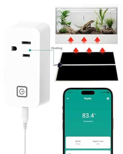 Temperature Controller Reptile Thermostat Outlet, Bluetooth Temp Control Plug