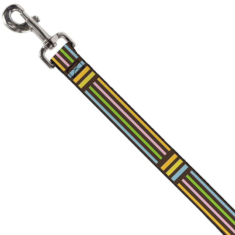 Dog Leash Stripe Blocks Brown/Multi Pastel NARROW 0.5"