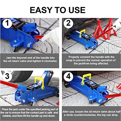Horizontal Hydraulic Jack Handle 2 Ton, Jack Handle Replacement, with Rubber