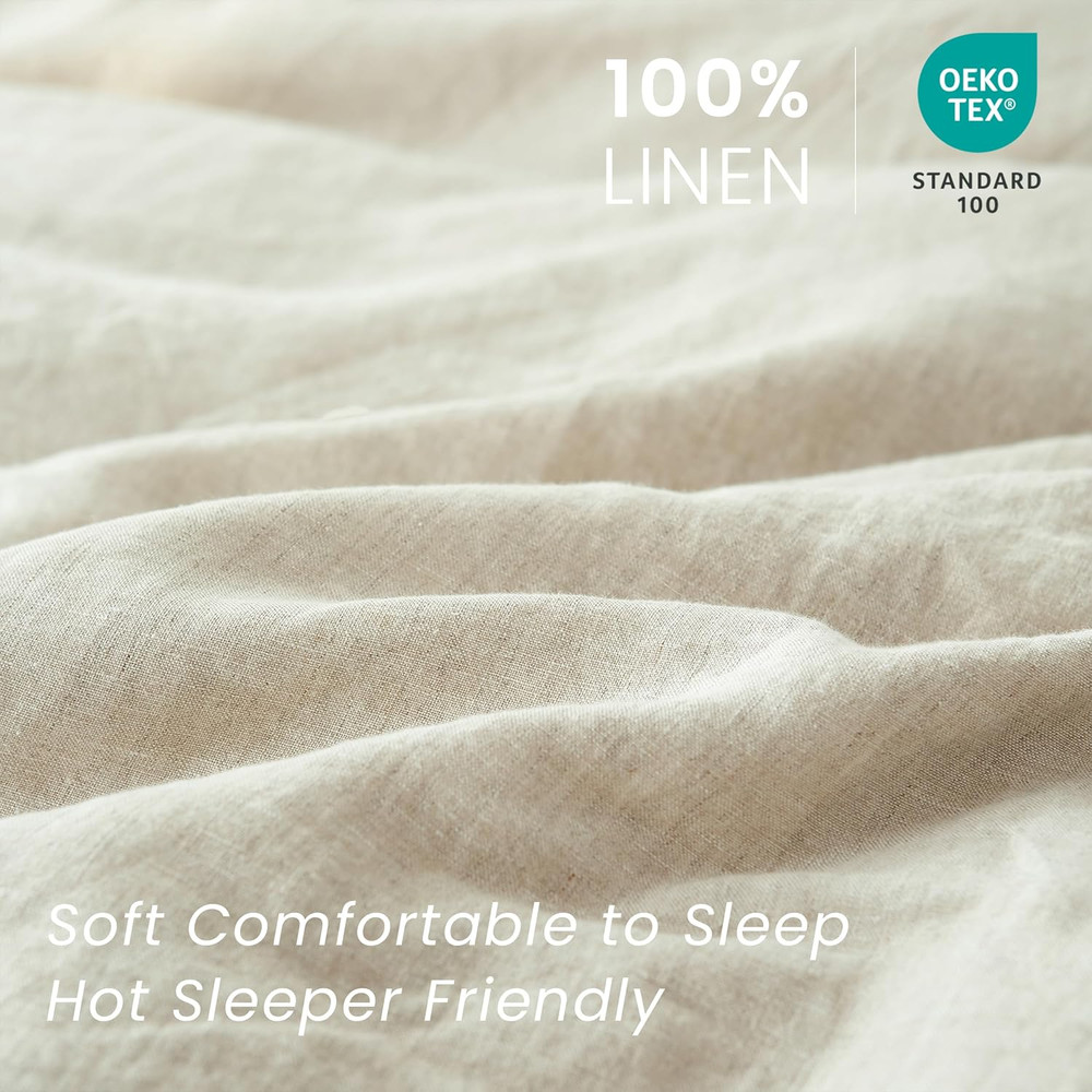 100% French Linen Pillow Shams Basic Style - (2 Pack) - Washed Solid Color