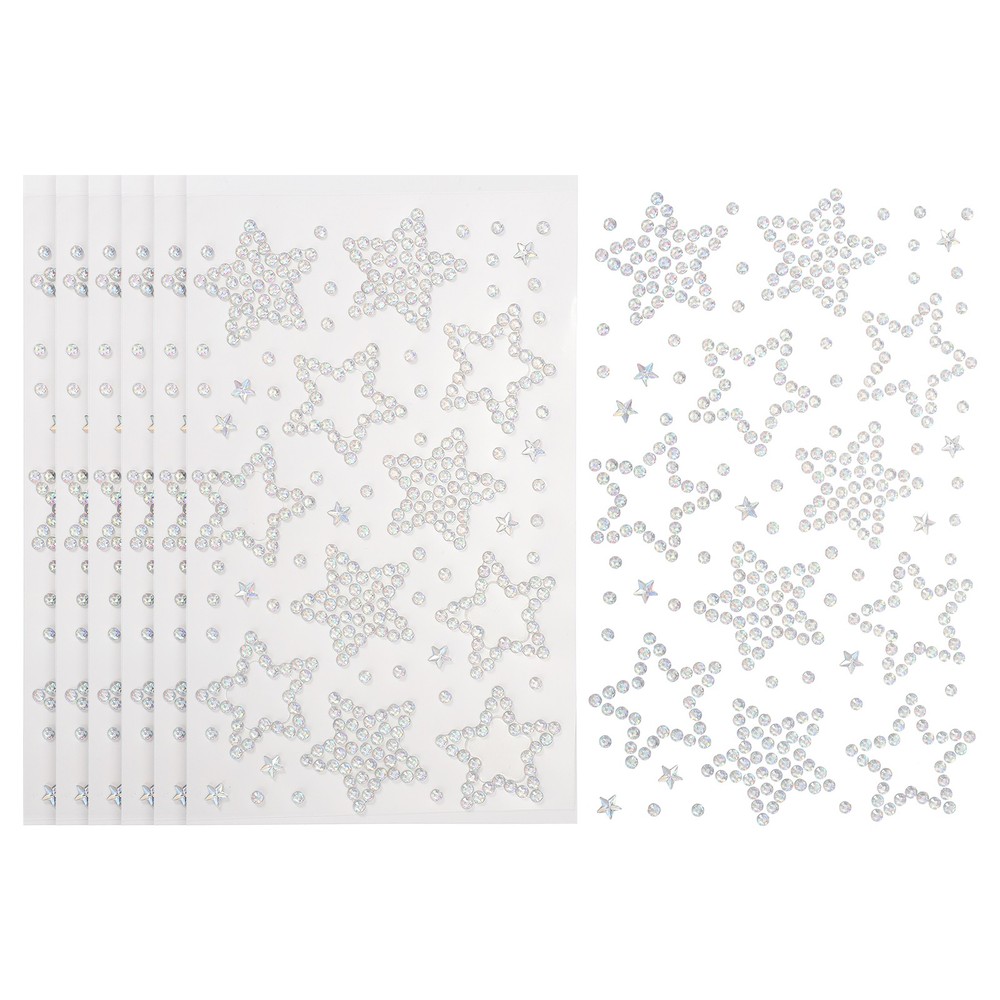 6Sheets Star Gem Sticker, Face Gem Stickers, AB Color