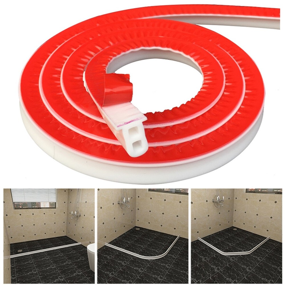 Flexible Water Stopper Shower Barrier Silicone Bathroom Floor Retaining Strip.
