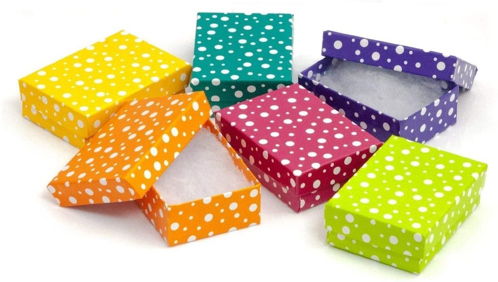 Polka Dot Pattern Cotton Filled Jewelry Boxes