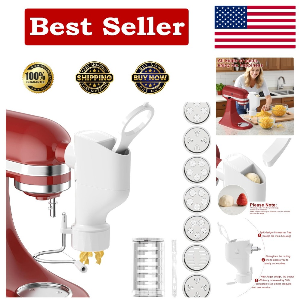 Versatile Kitchenaid Pasta Maker with 7 Plates & Durable High-Strength Plastic