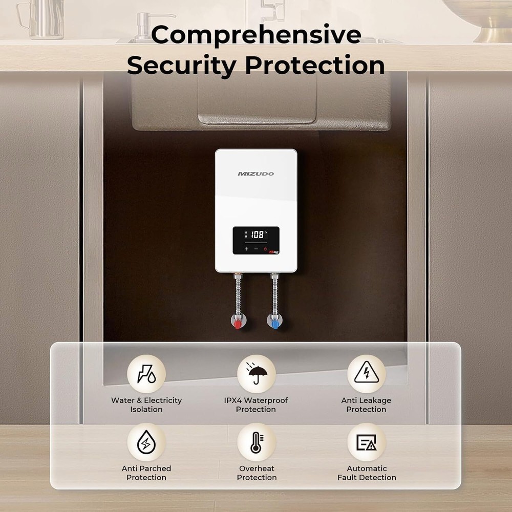 MIZUDO 6500W Tankless Water Heater Electric 240V On Demand Hot Water Boiler