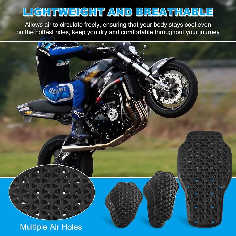 Universal Motorcycle Back Protector Insert, CE Level 2 Armor Insert Pads Set of