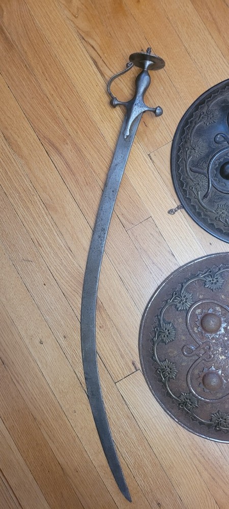 Old Talwar Sword And Two Dhal Shields