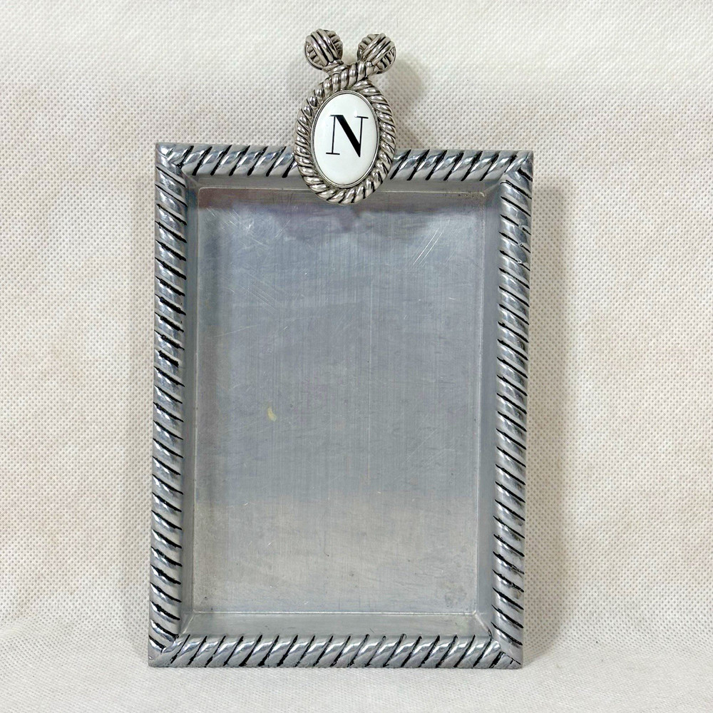 Mud Pie 2009 N Initial Metal Note Holder Tray 501013