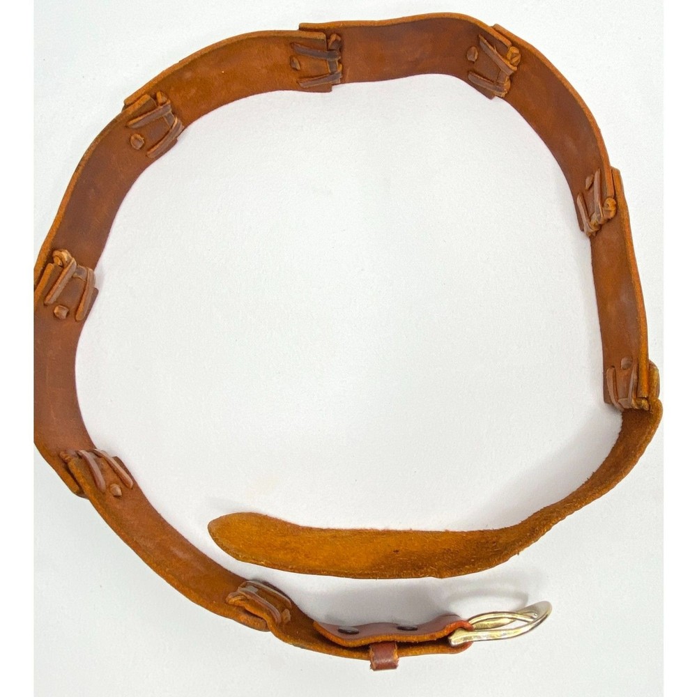 Leather Segmented Stitched Belt Unisex XL Gingerbread Brown