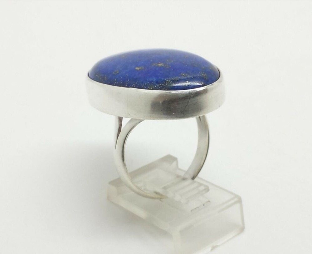 Oval Blue Lapis Sterling Silver Ring Sz8.75