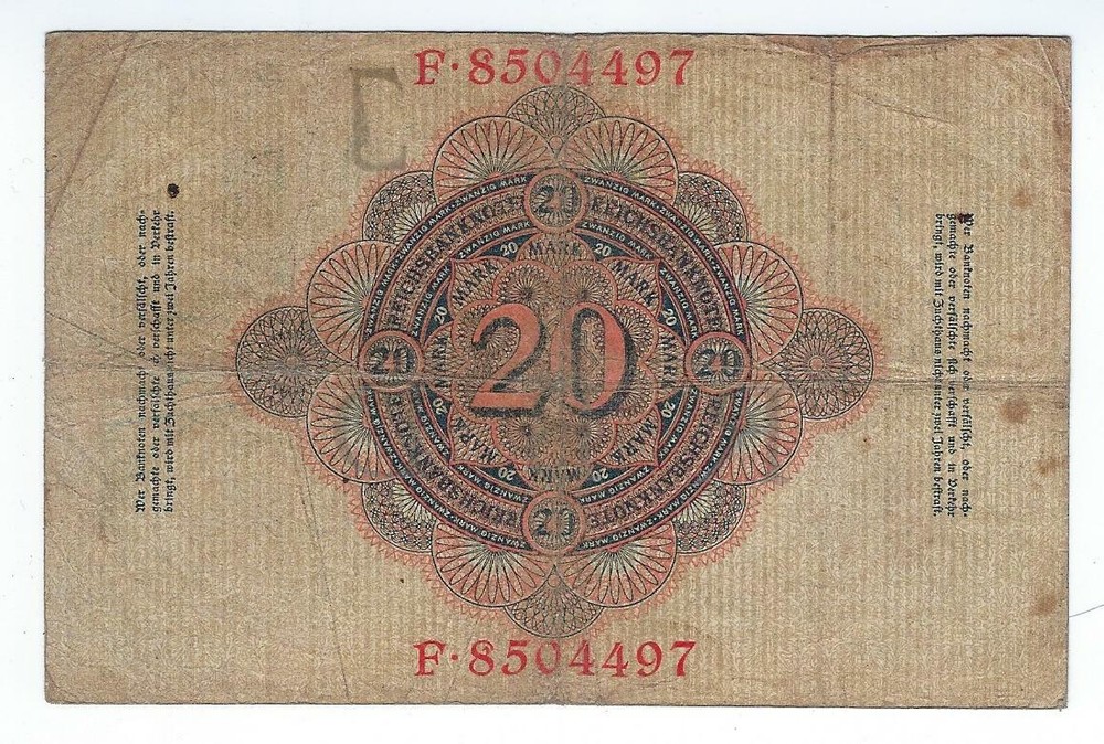 Germany 20 mark 1910 P-40b Circulated