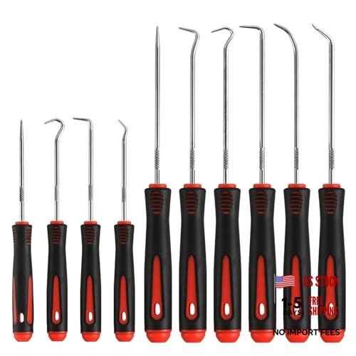 Hook and Pick Set – 10PCS Precision Pick Tools with Non-Slip Grip for red