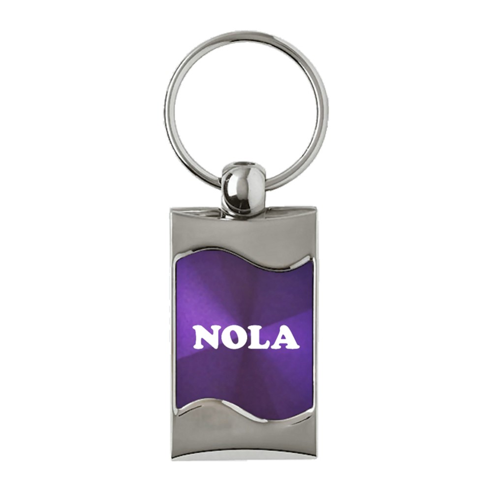 Rectangular Wave Keychain with NOLA on Purple [Single]