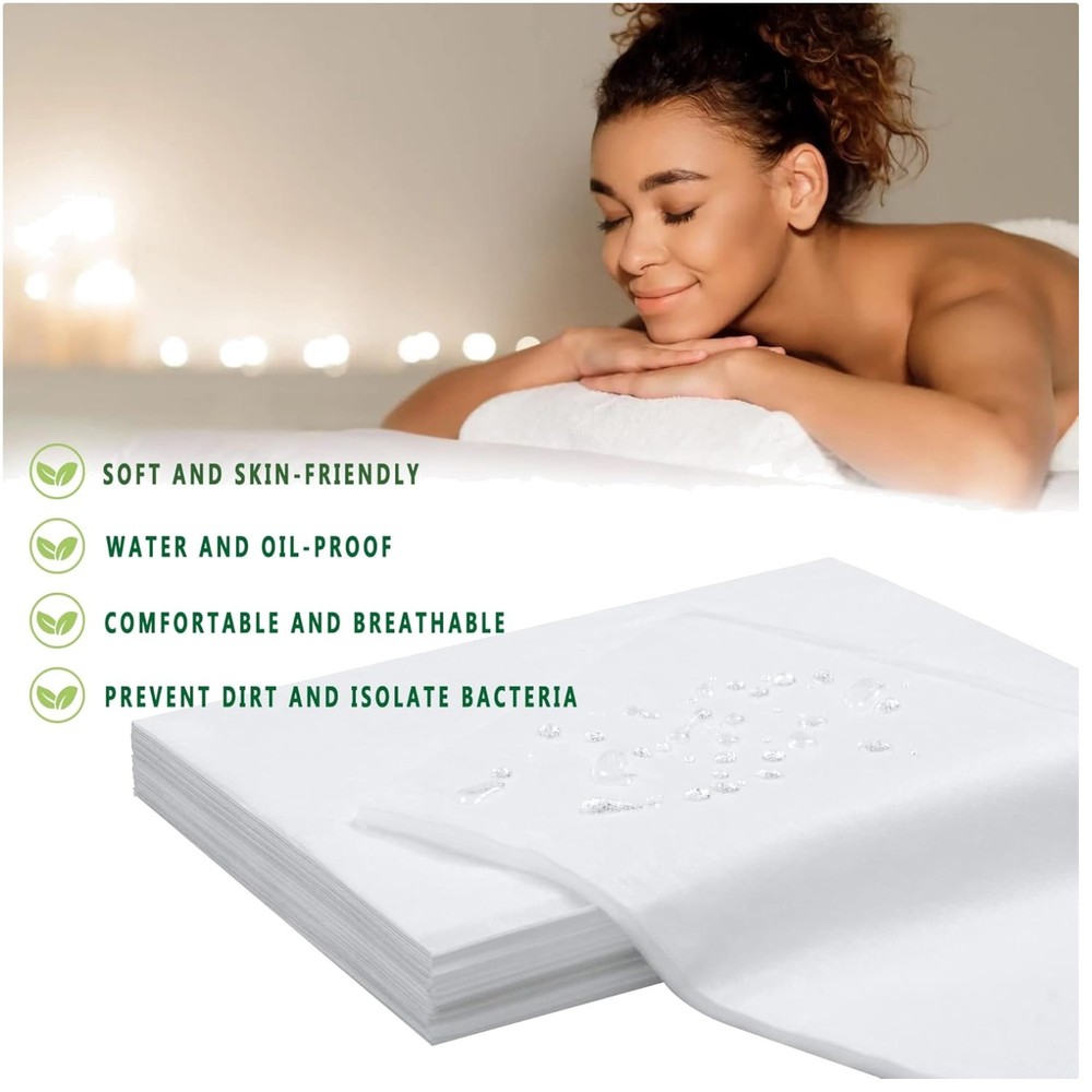 Spa Bed Sheets 100 Pcs 31x71" Non-Woven Fabric White
