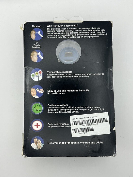 Braun No Touch + Forehead Thermometer Color Coded Temp Guide NTF3000US