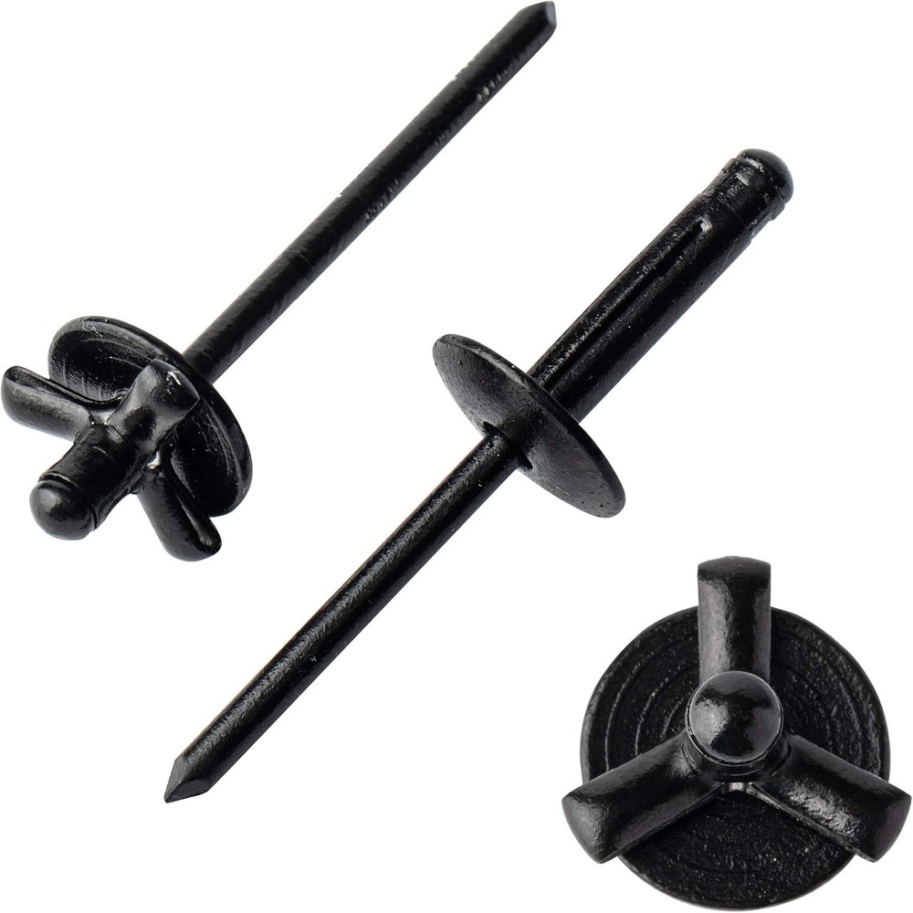 50PCS 3/16" x 1" Black Tri-Fold Pop Rivets