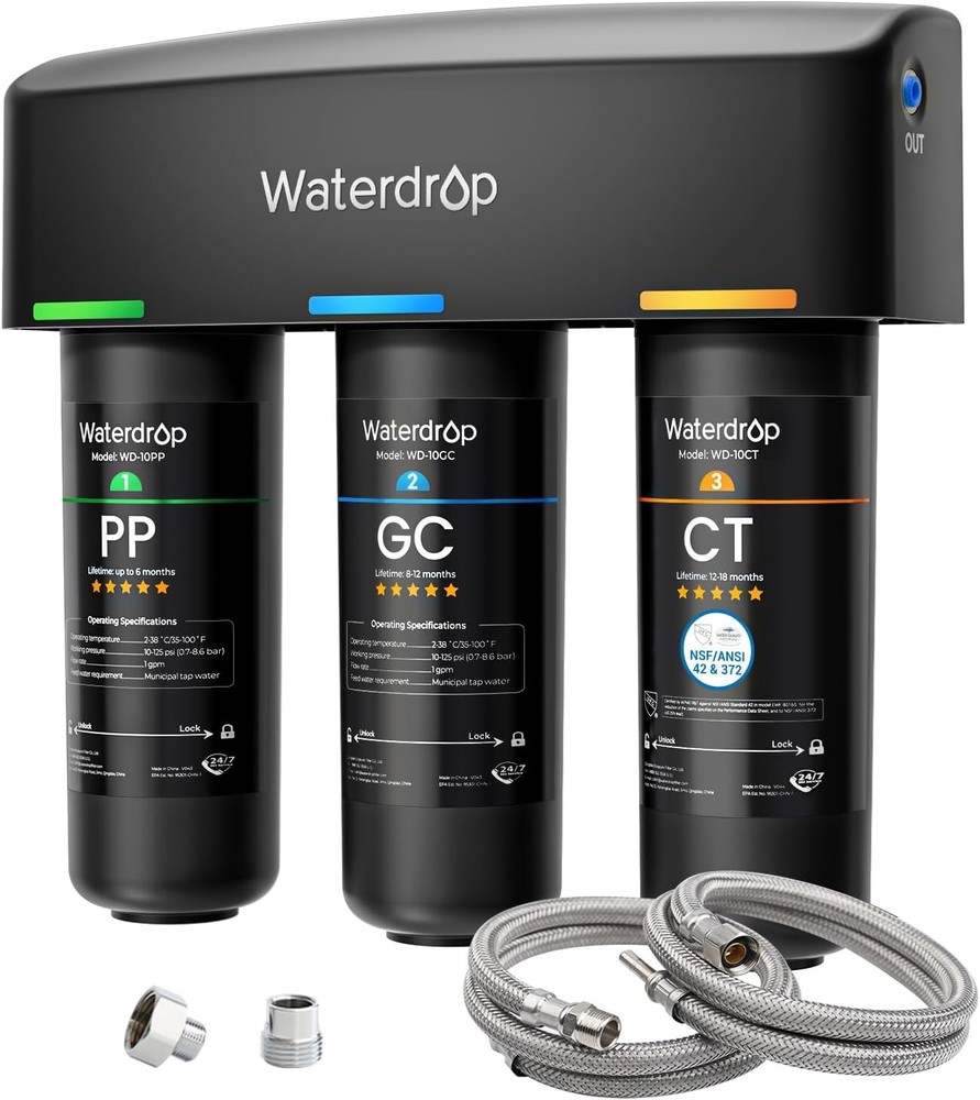 Waterdrop TSA 8 Layer Under Sink Water Filter System, Reduces PFAS, PFOA/PFOS