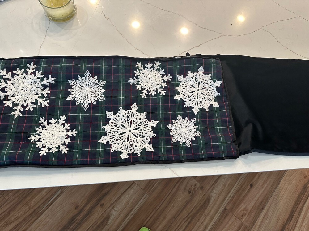 2 Navy and White Snowflake Pillowcases 35x17