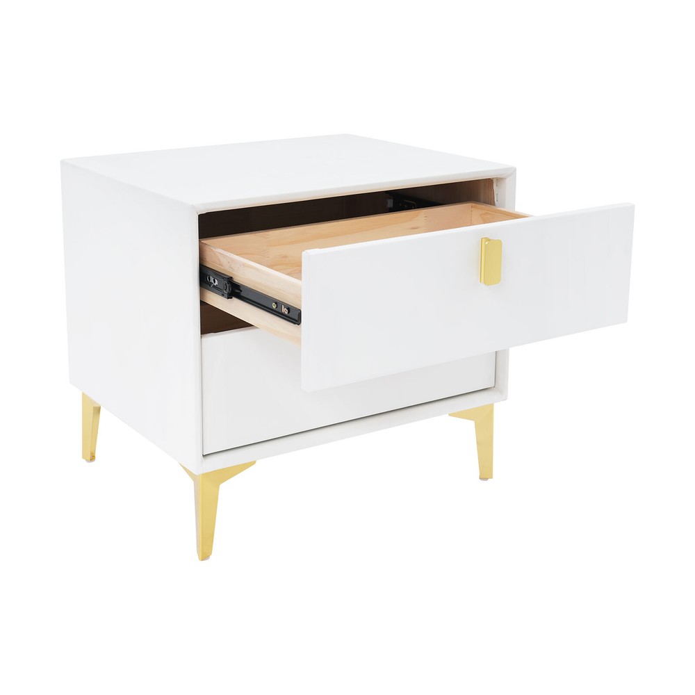 White Bedside Table, Storage Cabinet for the Bedroom, Side Table with 2-drawers!