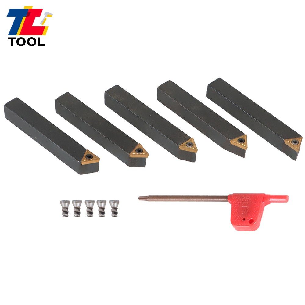 5-Pcs 3/8" Carbide Indexable Turning Tool Lathe Tool Bit With Carbide Inserts