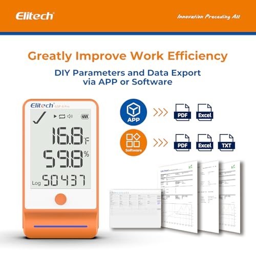 Elitech Bluetooth Thermometer Data Logger Temperature with Shadow Data 100000