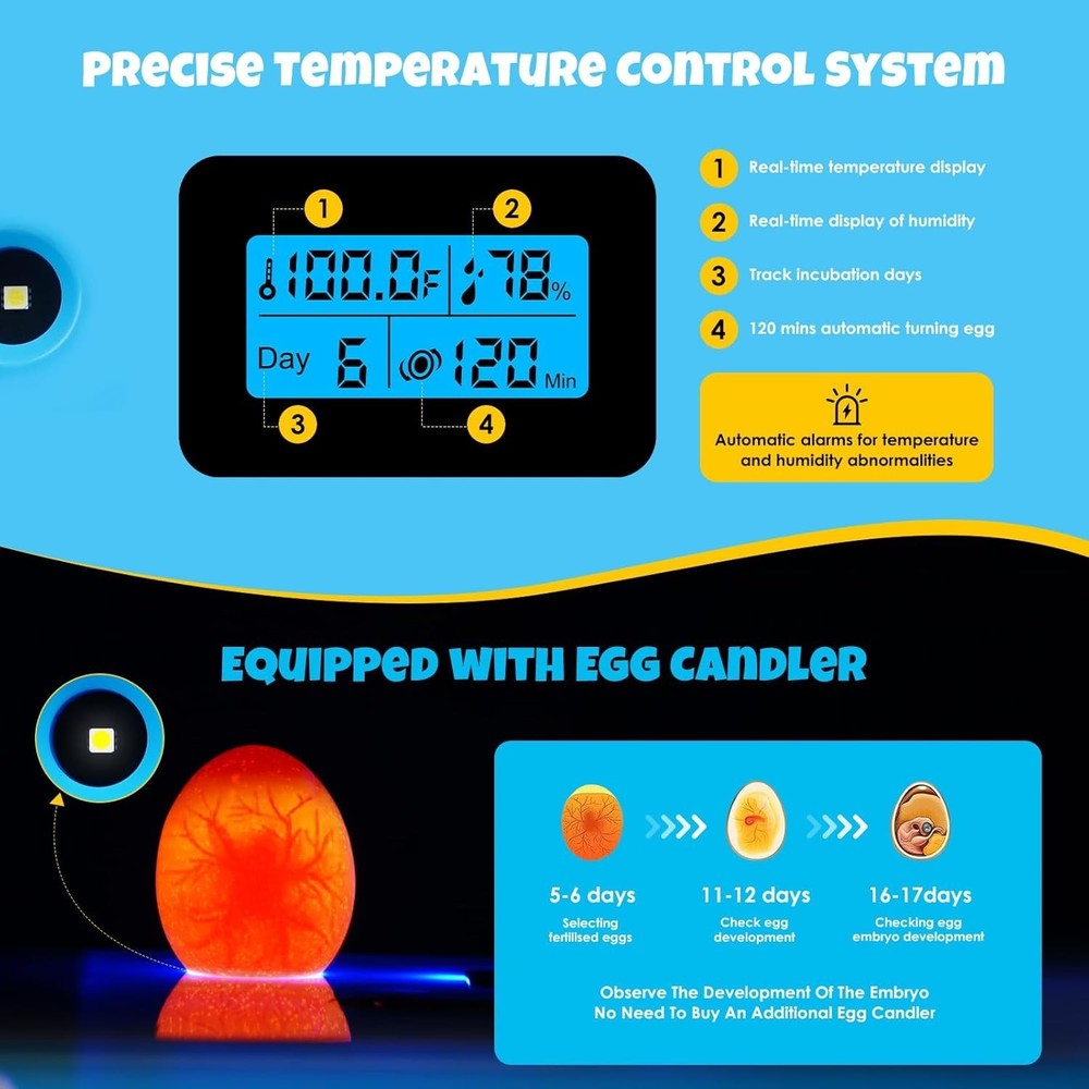 25 Egg Incubator Digital Poultry Hatcher Machine with Automatic Egg Turning