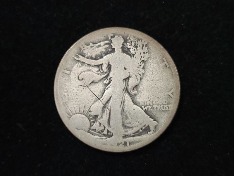 1921-S Walking Liberty Silver Half Dollar Good Scratch 100310