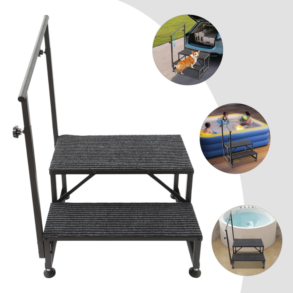 2-step Ladder With Handrails,durable & Stable For Pool And Home Use.black