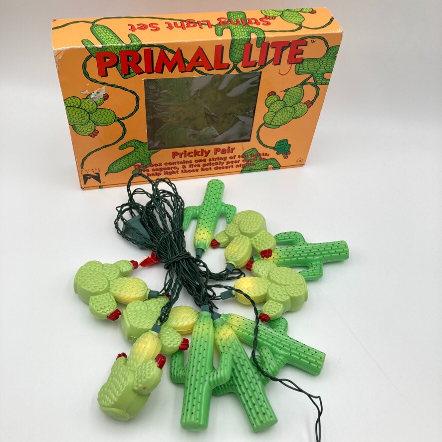 Vintage Primal Lites PRICKLY PEAR CACTUS String Lights 1990s